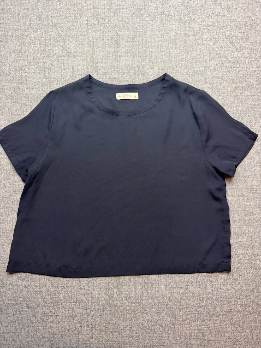 Abercrombie & Fitch Navy Blue Short Sleeve Boxy Cropped Blouse